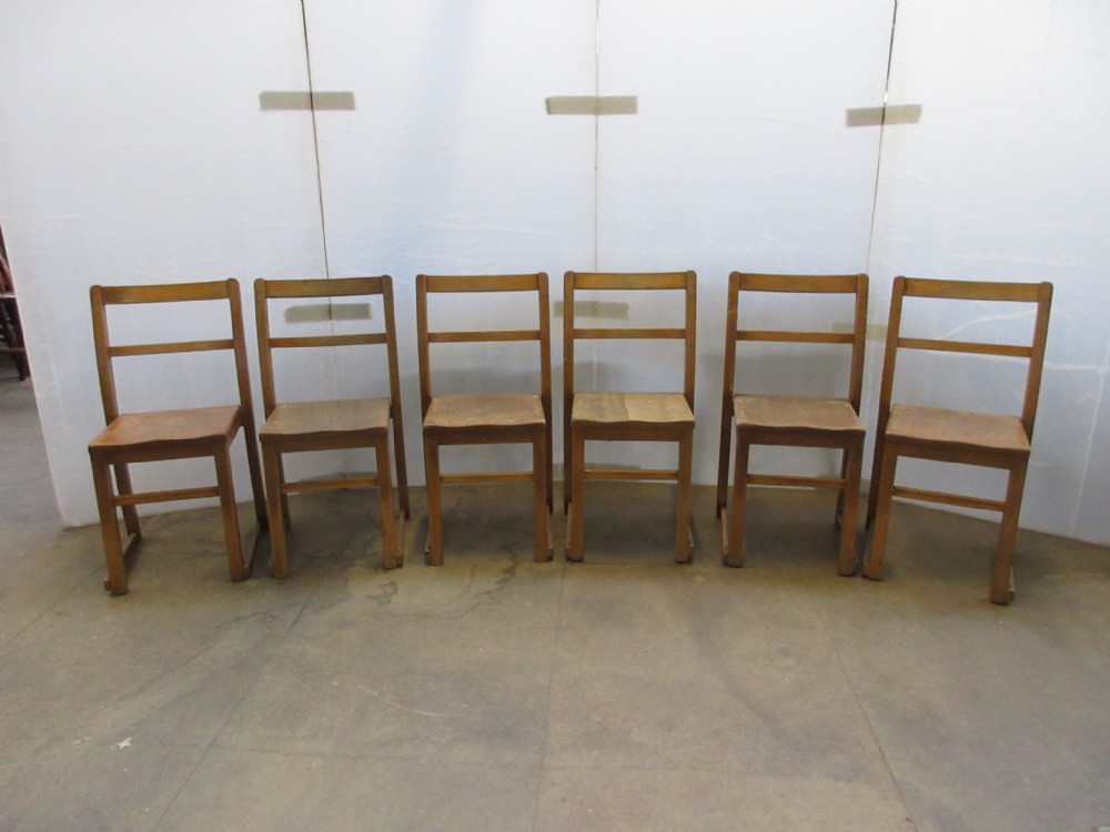 6 Children's Elm Seated Stacking Chairs 