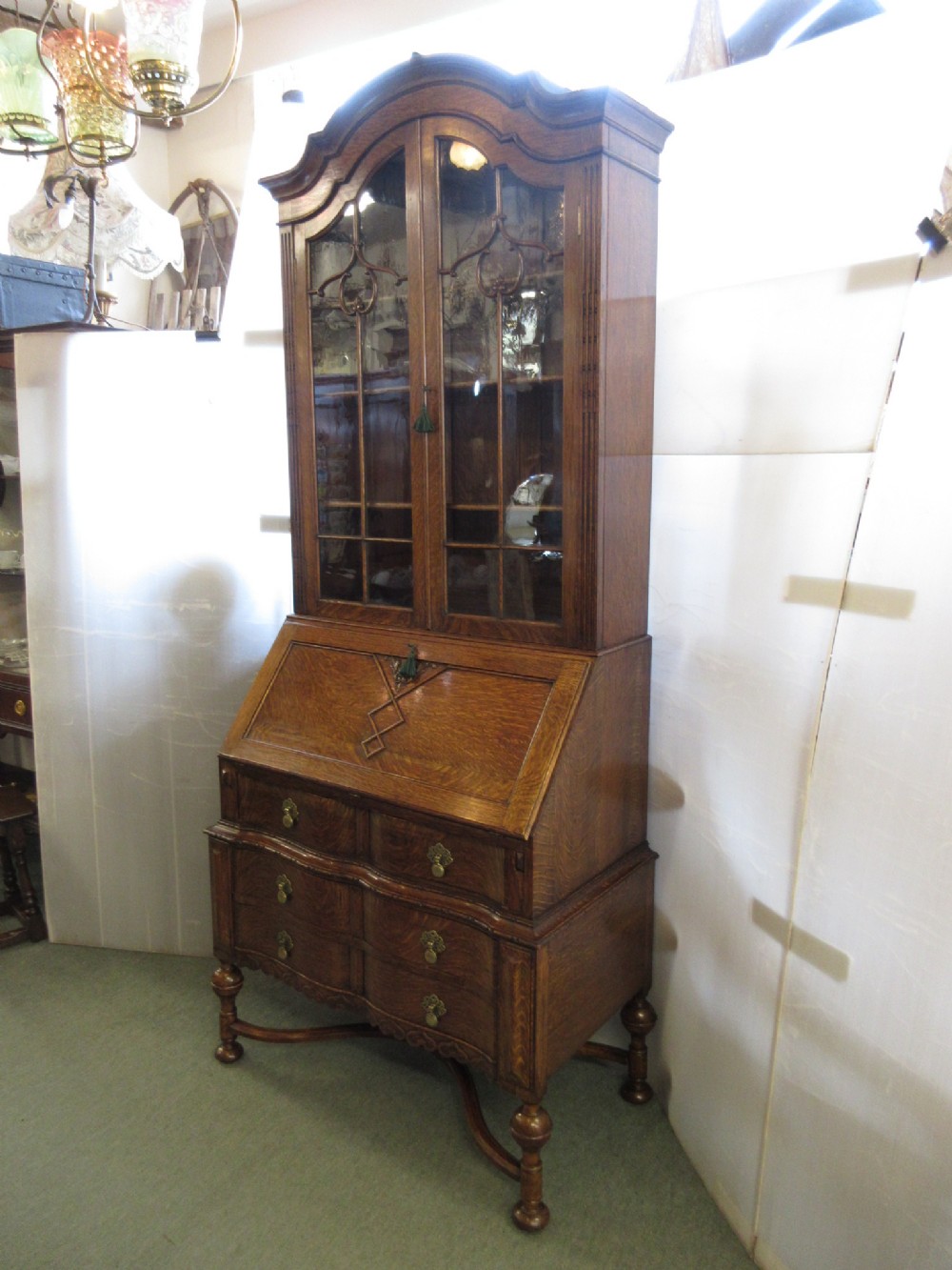 Oak Bureau Bookcase 