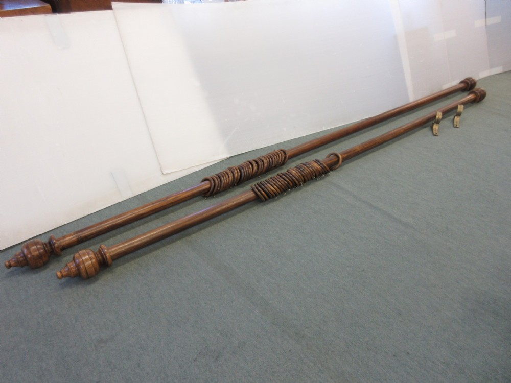 Pair Of Large  Oak Curtain Poles 