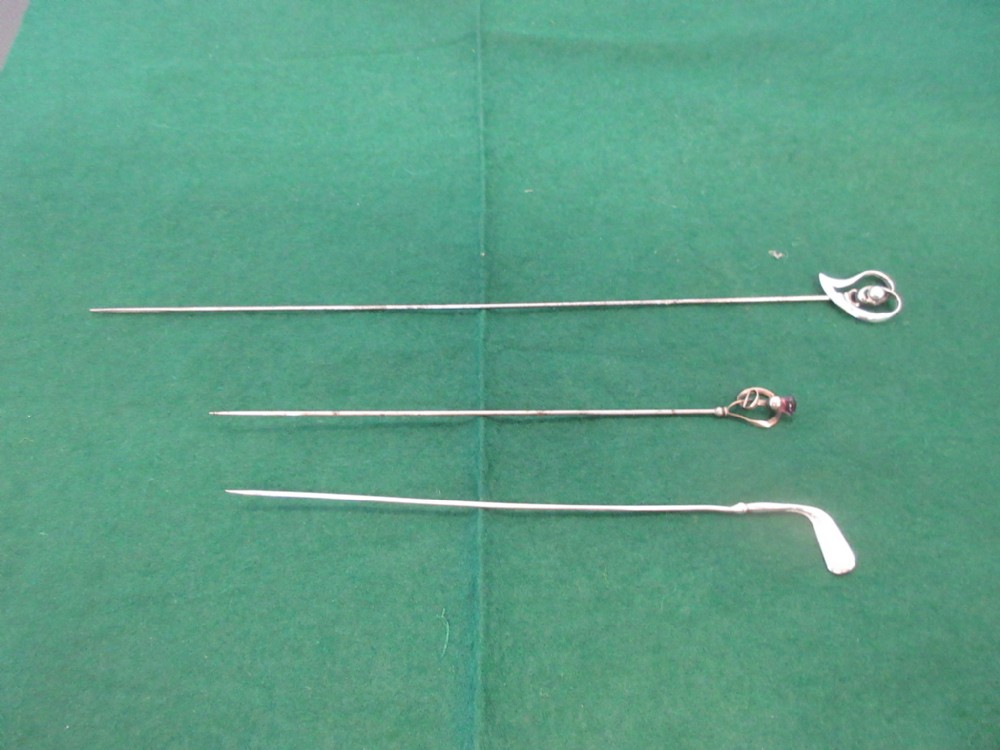 3 Charles Horner Silver Hat Pins 
