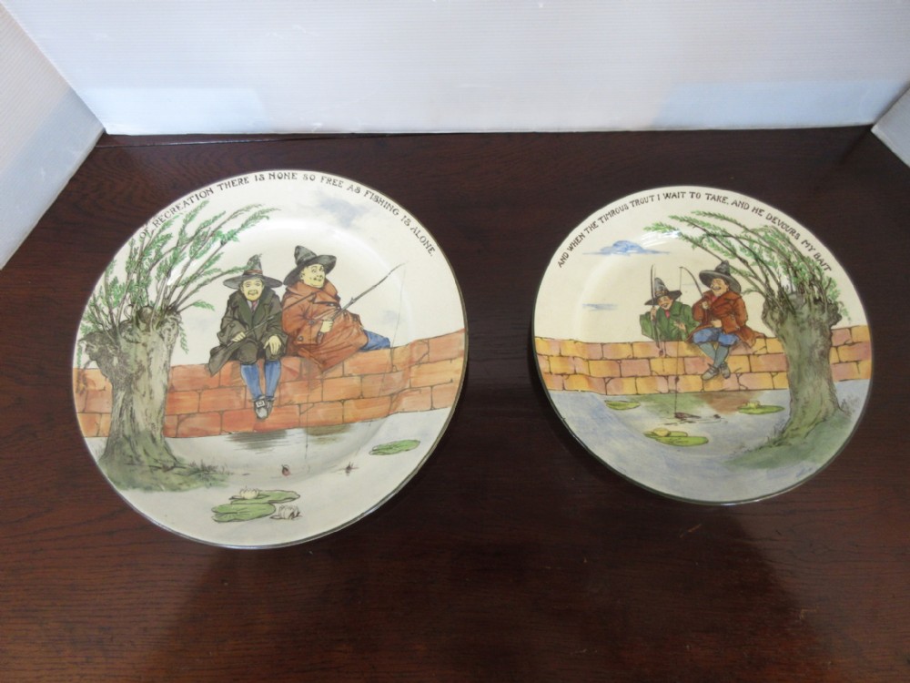 2 Doulton Jolly Fisherman Plates 