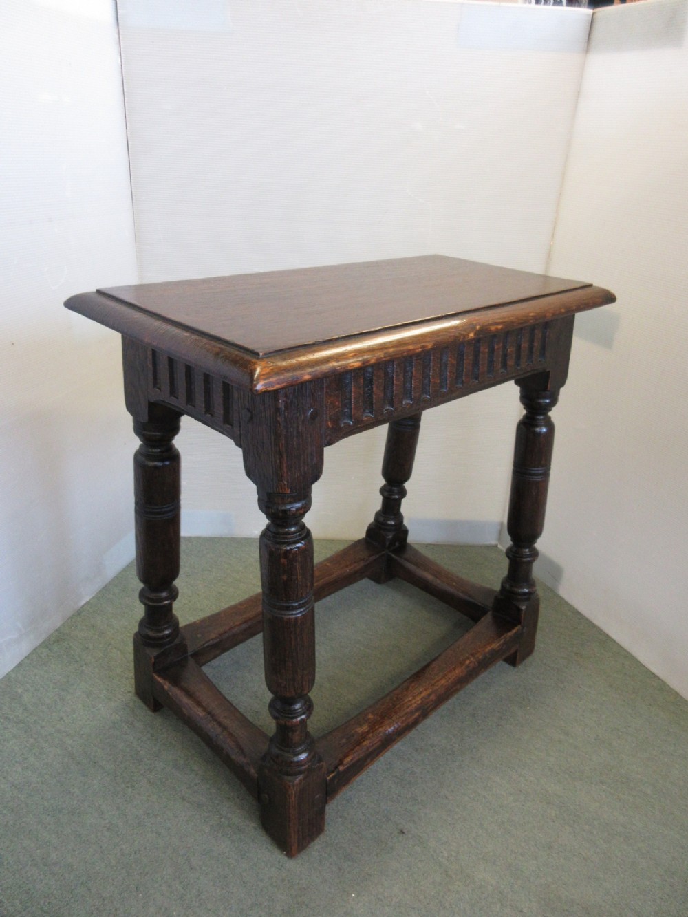 Heavy Quality Oak Joint Stool.