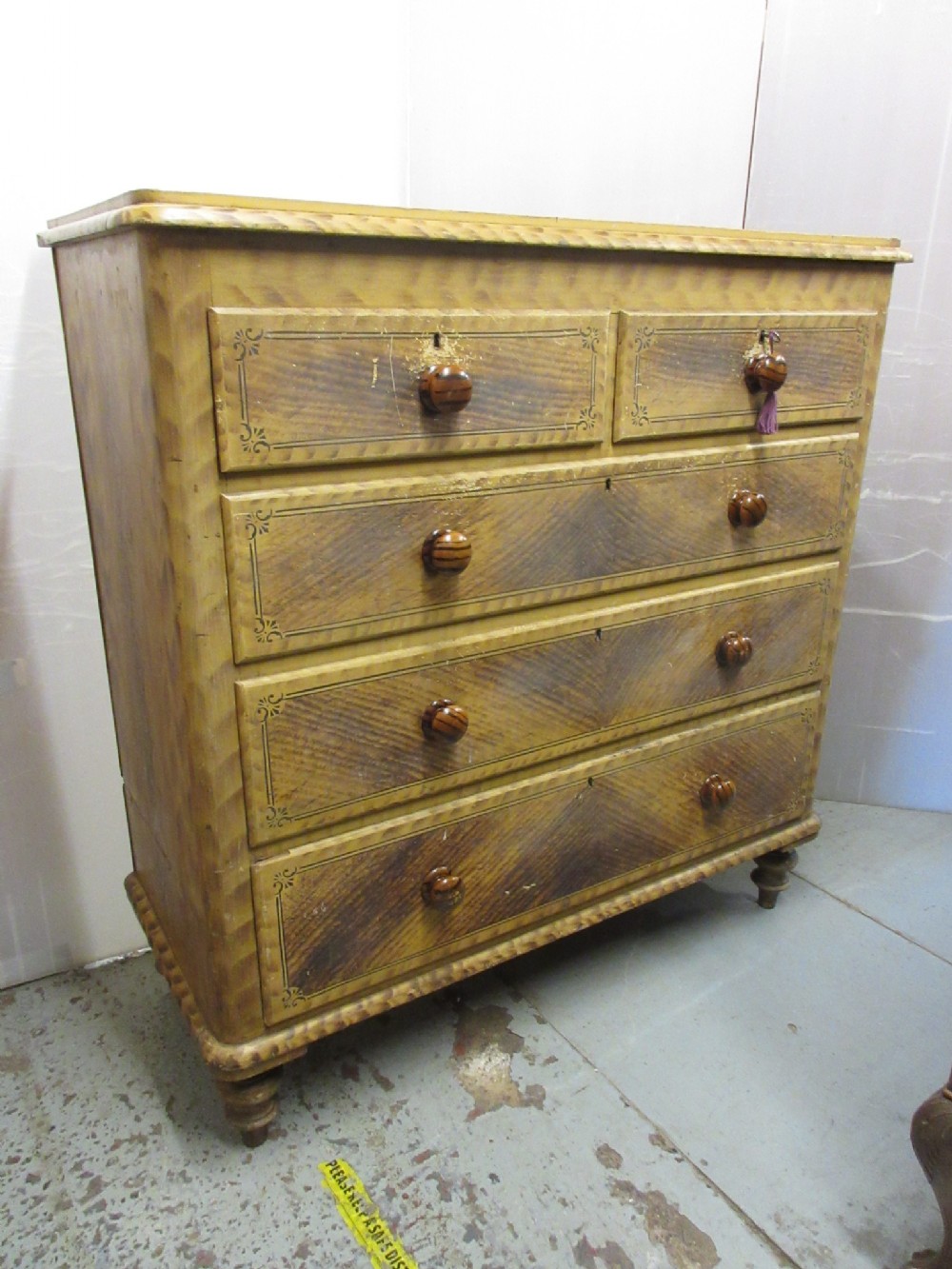 Decorated Pine Chest Of Drawers 
