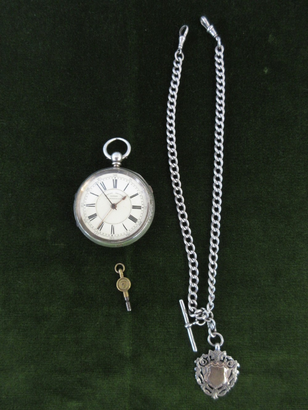 Large Silver Chronograph & Double Albert Chain