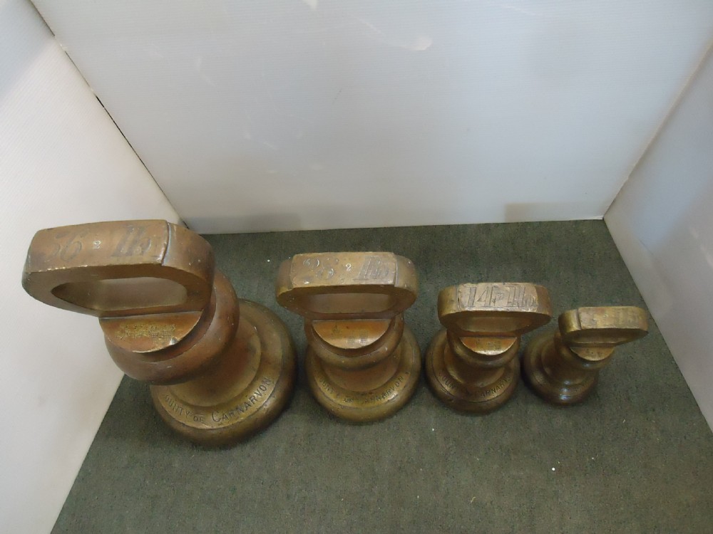 Set 4 Large Brass Weights View V