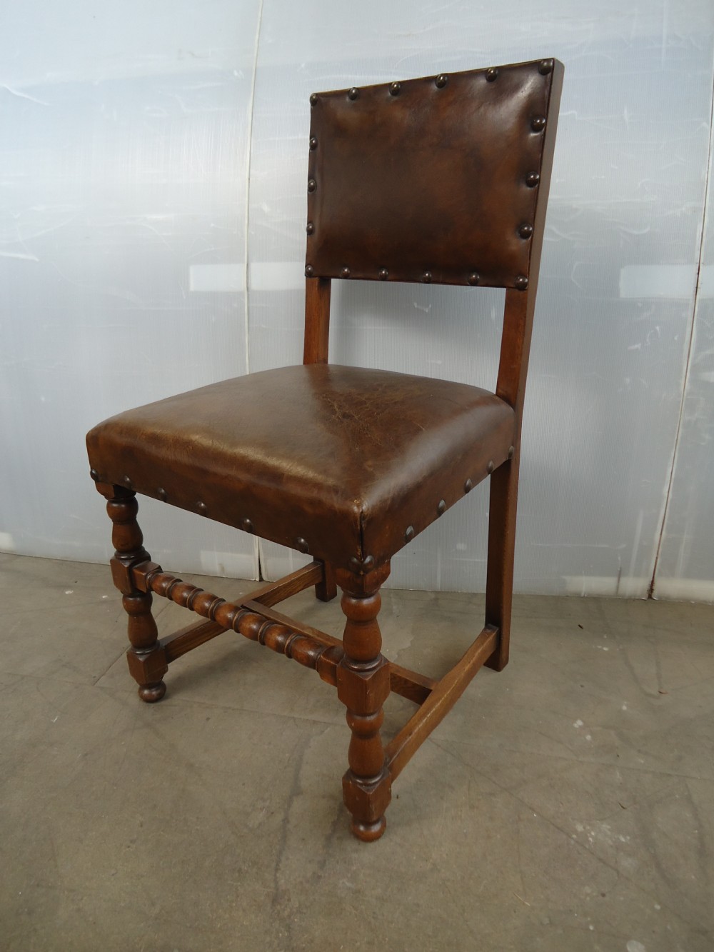 Set Of 10 Leather & Oak Chairs  View IV