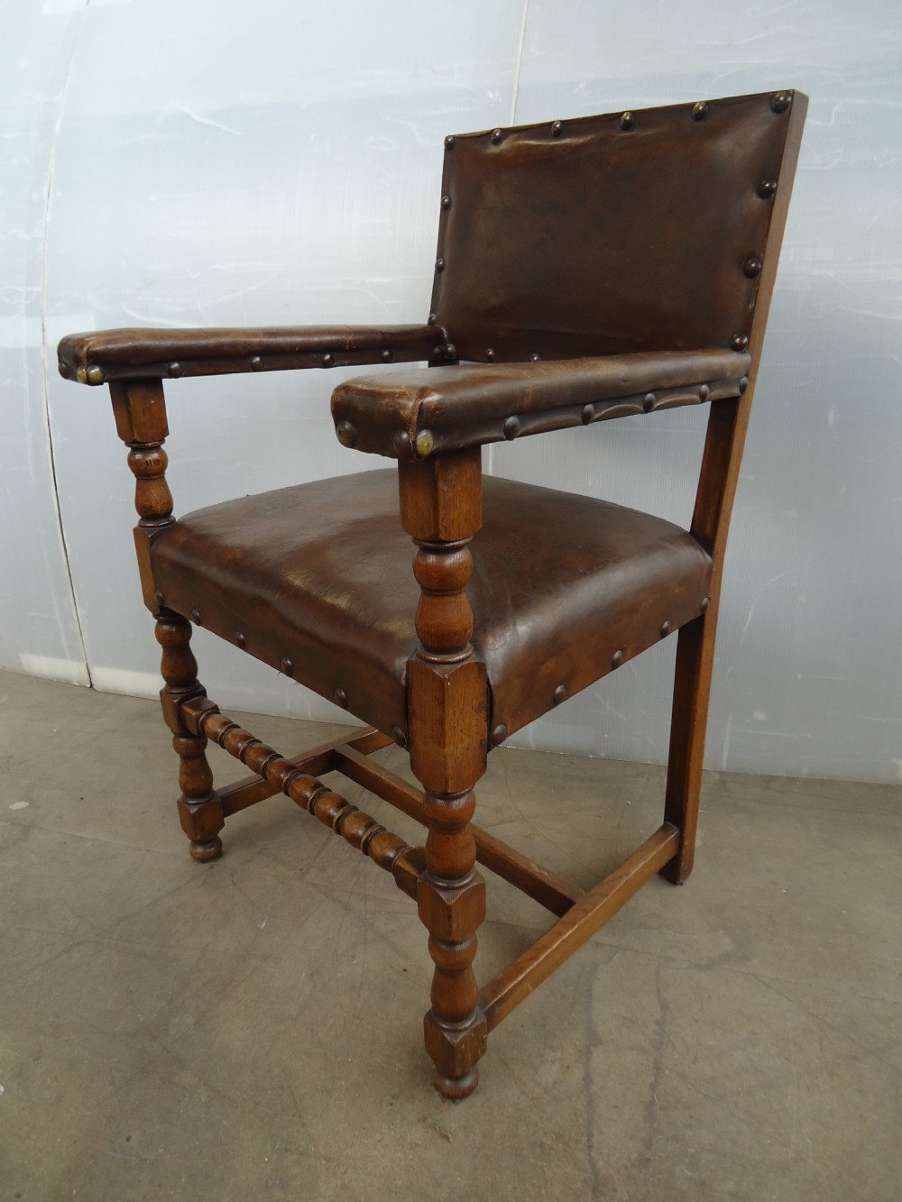 Set Of 10 Leather & Oak Chairs  View VIII