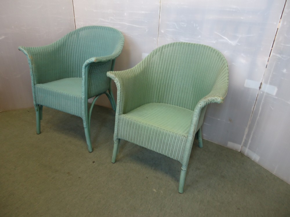 2 Green Wing Lloyd Loom Armchairs View III