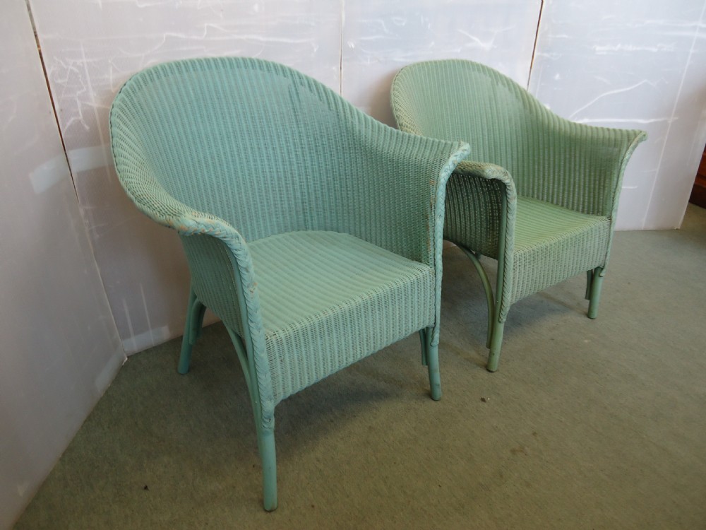2 Green Wing Lloyd Loom Armchairs View IV