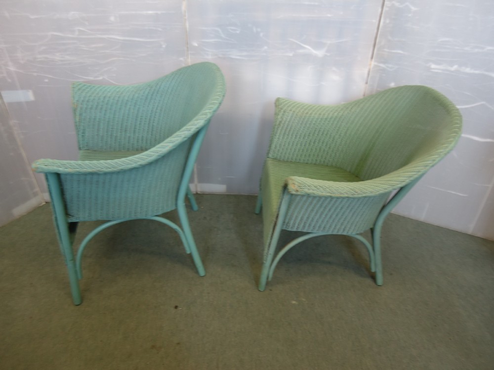 2 Green Wing Lloyd Loom Armchairs View V