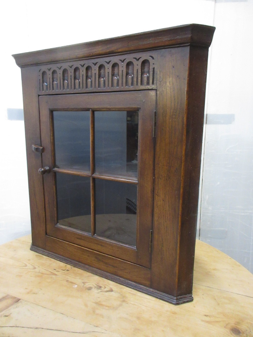 Oak Glazed Corner Cupboard