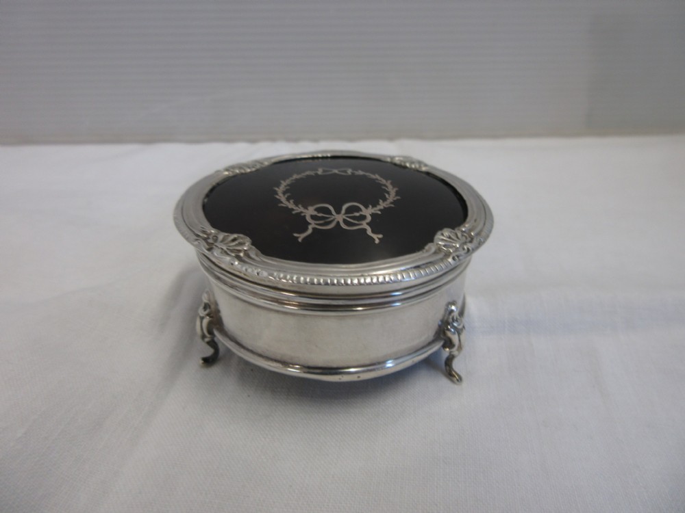 Silver & Tortoise Shell Round Jewelley Box