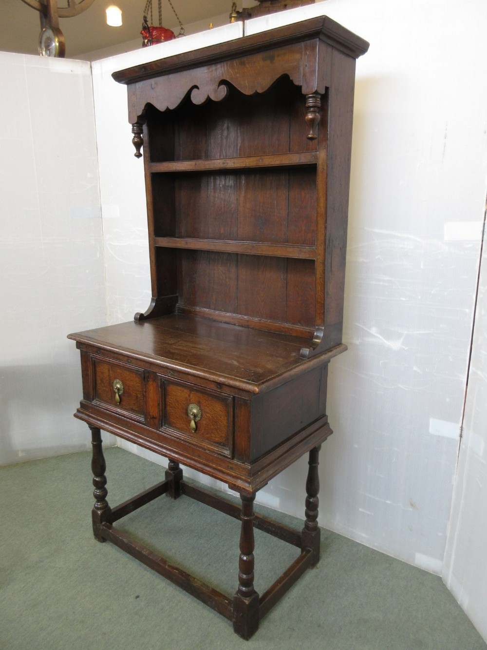 Small Oak Dresser & Rack