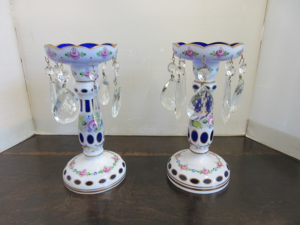 Pair Of Overlaid Bohemian Lustres 