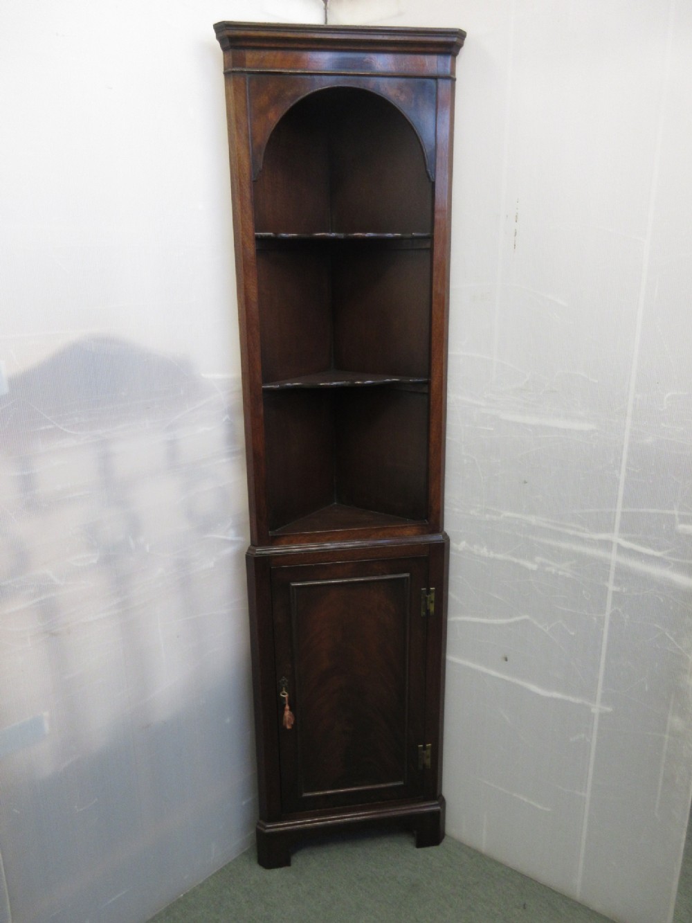 Slim Mahogany Corner cupboard display