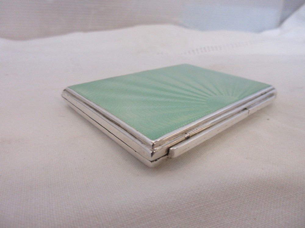 Solid Silver Deco & Enamel Ladies Compact