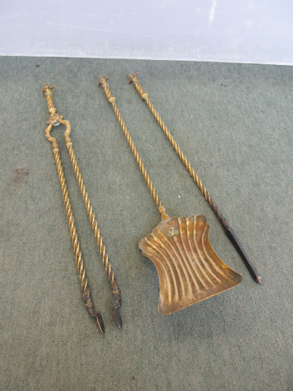 Good Set Of Brass Fire Irons