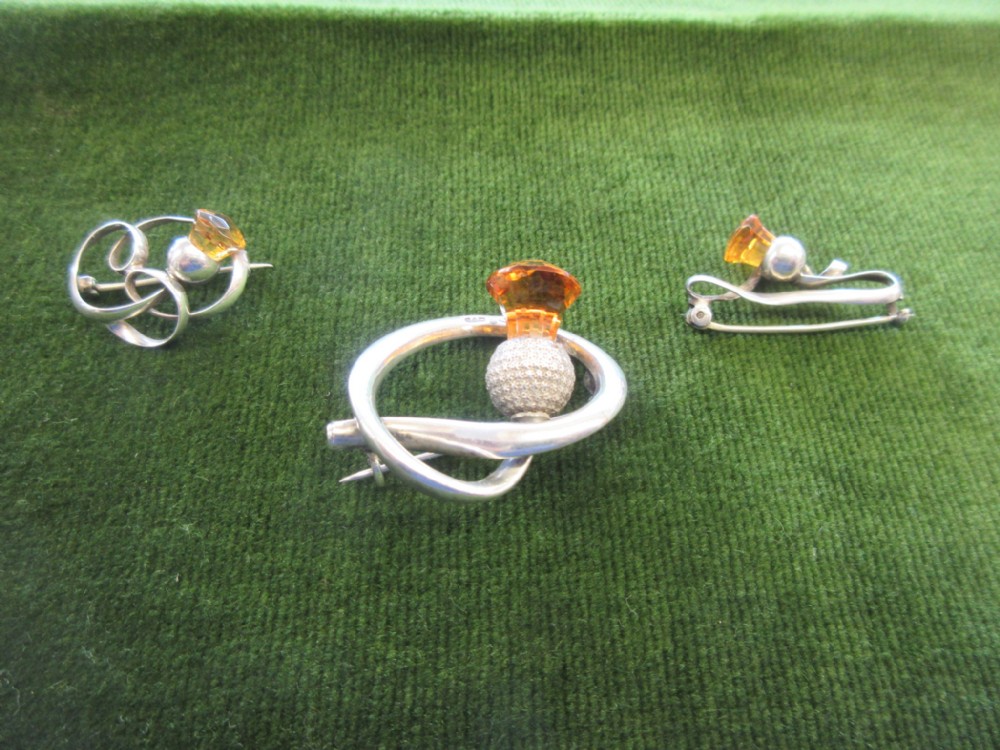 3 Silver Charles Horner Brooches 