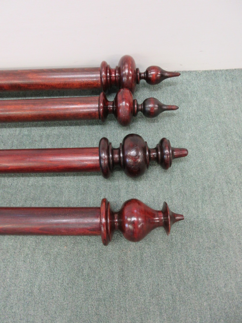 2 x  9' mahogany curtain poles