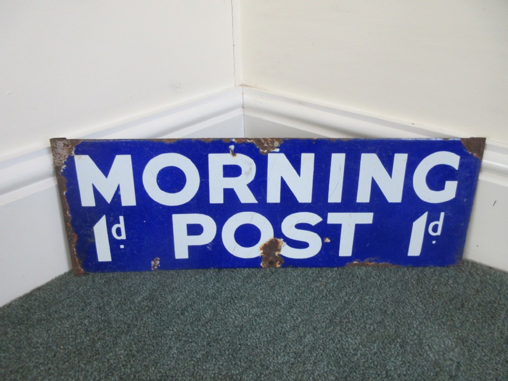 Small Morning Post Original Enamel Sign 1d.