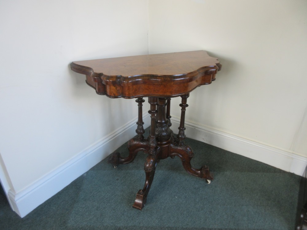 Victorian Walnut Fold Over Top Games Table