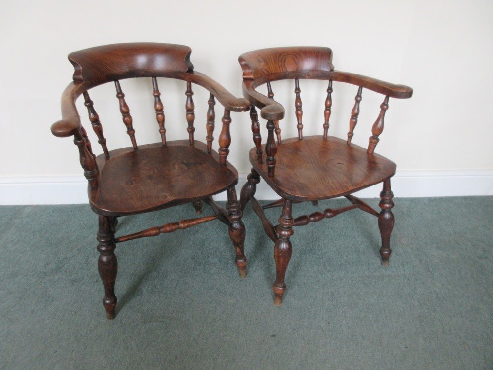 Very Good Pair Of Ash & Elm Captain's Chairs.