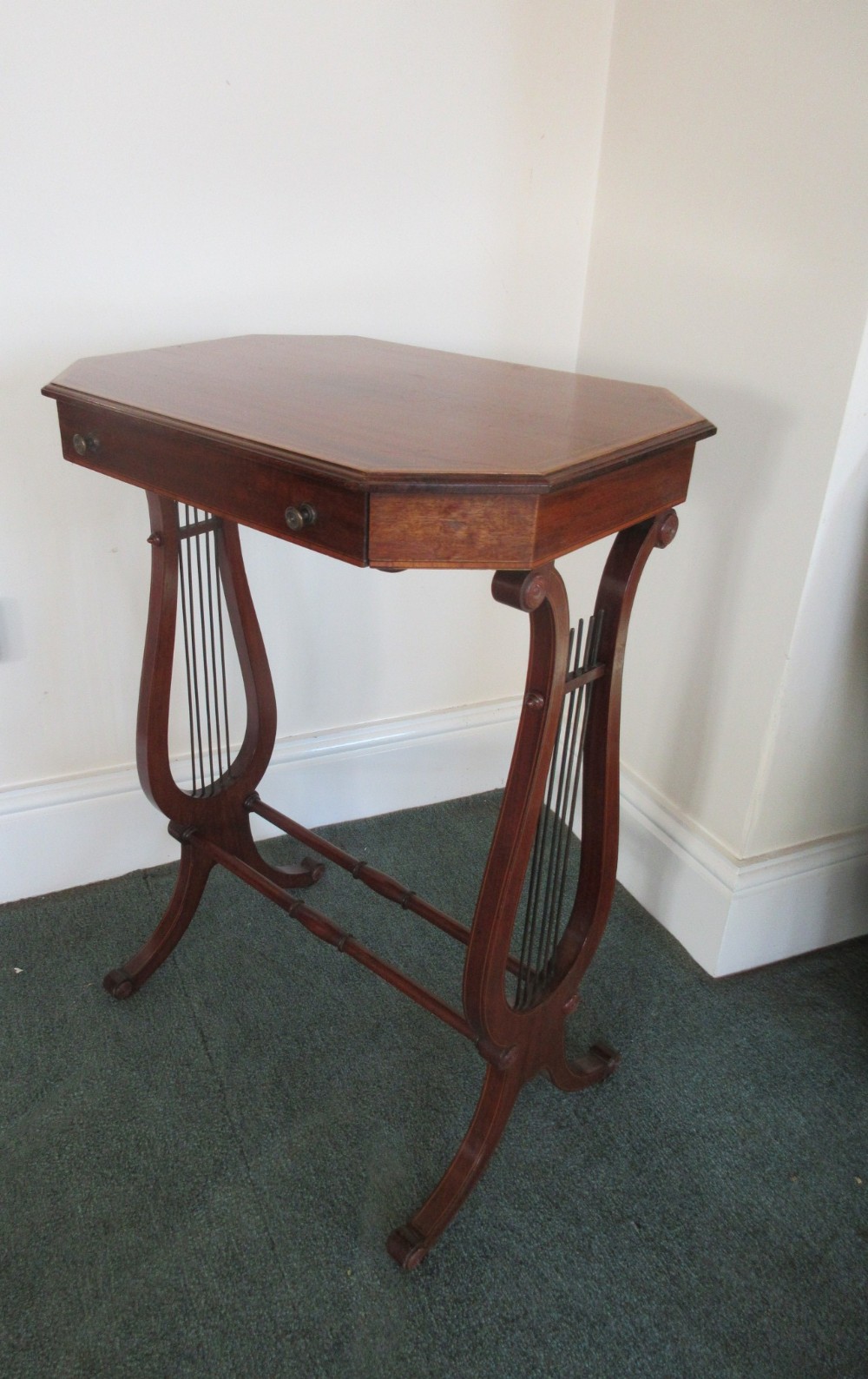 Edwardian Mahogany Side Table With Lyre Harp Ends
