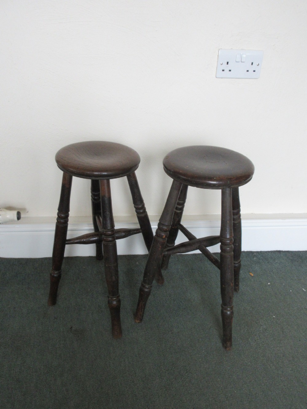 Pair Of Victorian Elm Kitchen Stools 