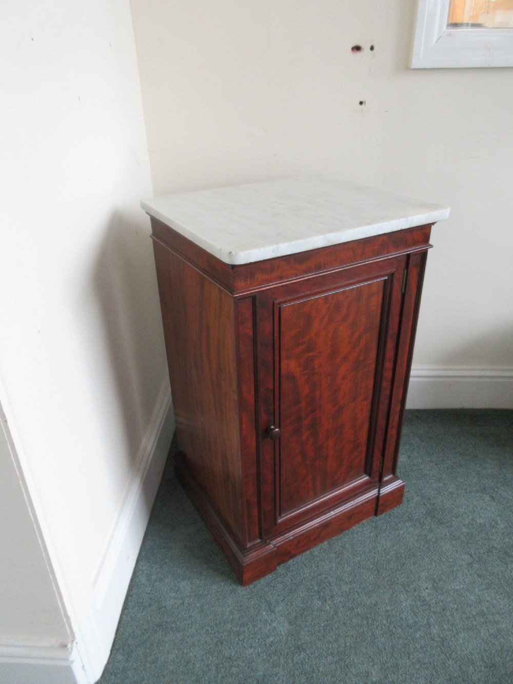 Safe in Victorian Mahogany cabinet with marble top.