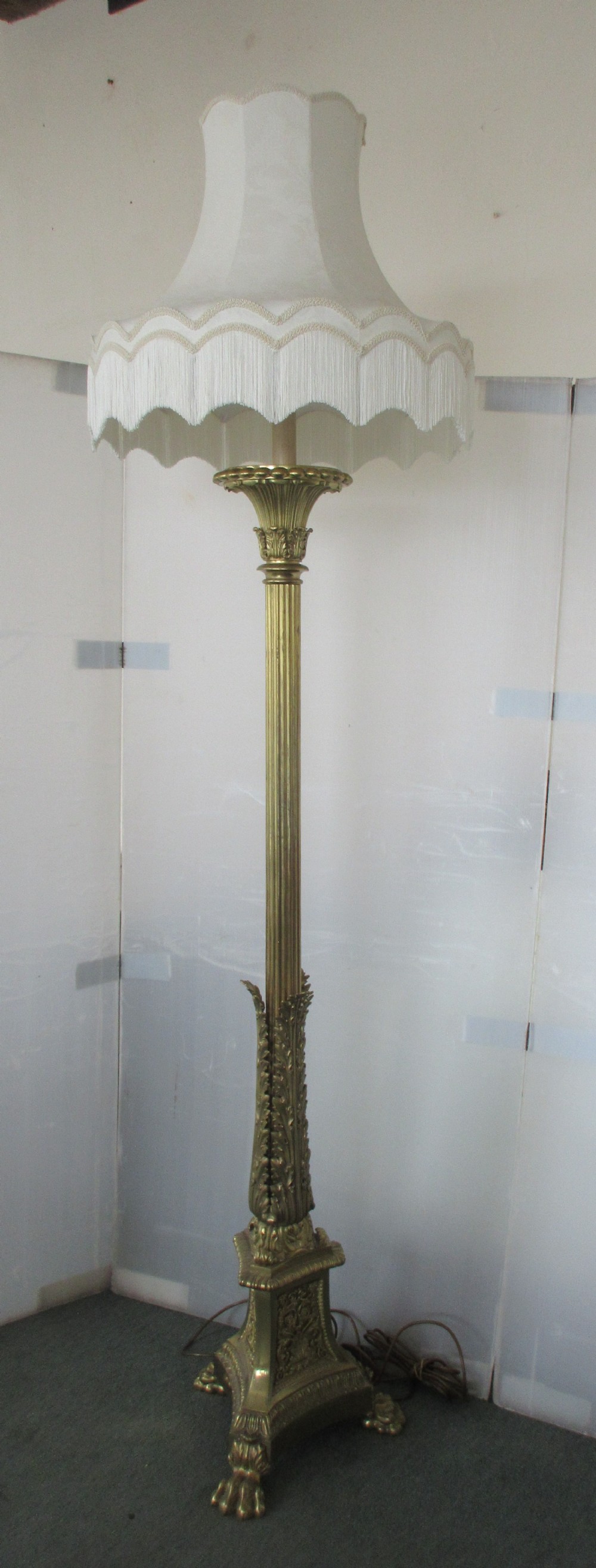 Large Brass Very Heavy Cast Standard Lamp 