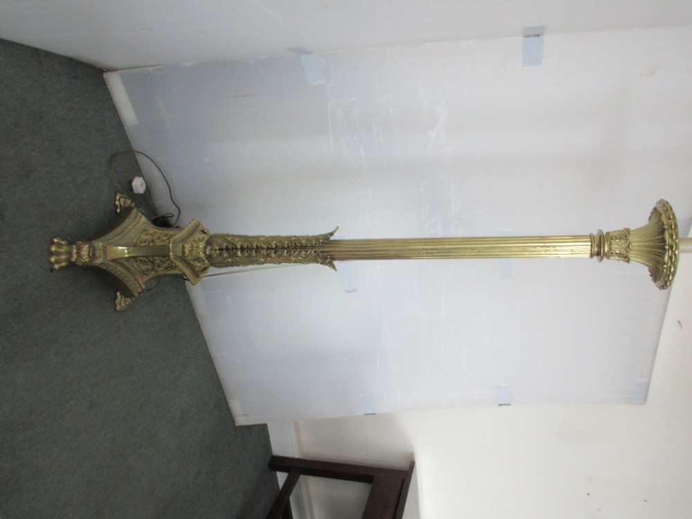 Large Brass Very Heavy Cast Standard Lamp  View II