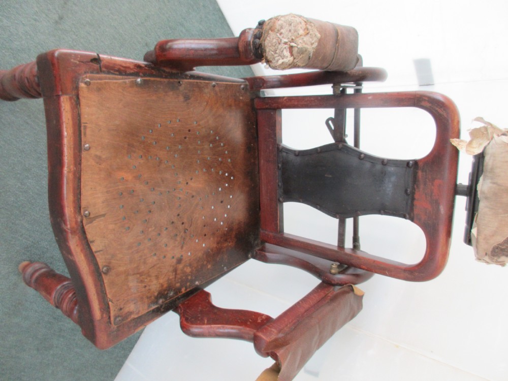 Barber's Chair Circa 1920 Adjustable Back & Headrest. View II