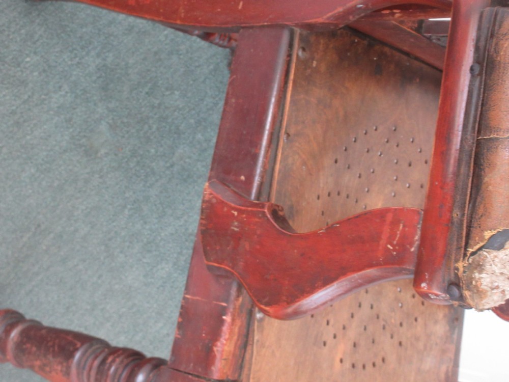 Barber's Chair Circa 1920 Adjustable Back & Headrest. View V