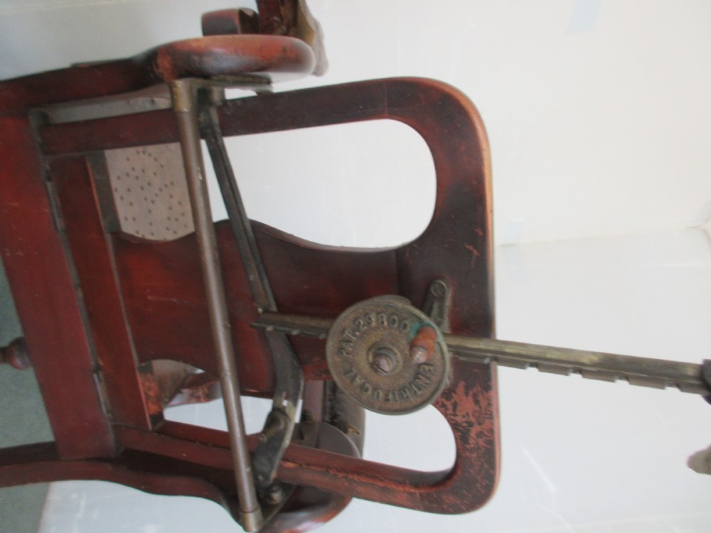 Barber's Chair Circa 1920 Adjustable Back & Headrest. View X