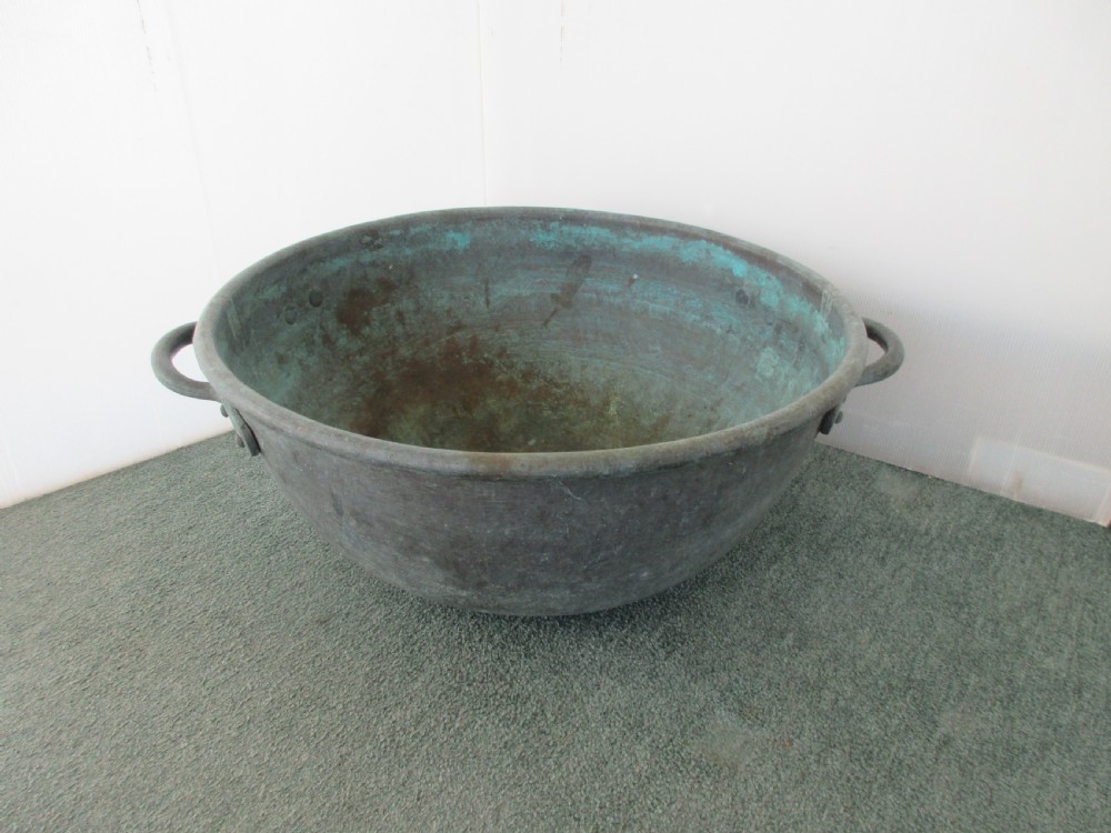 Large Copper Two Handled Mixing Bowl.