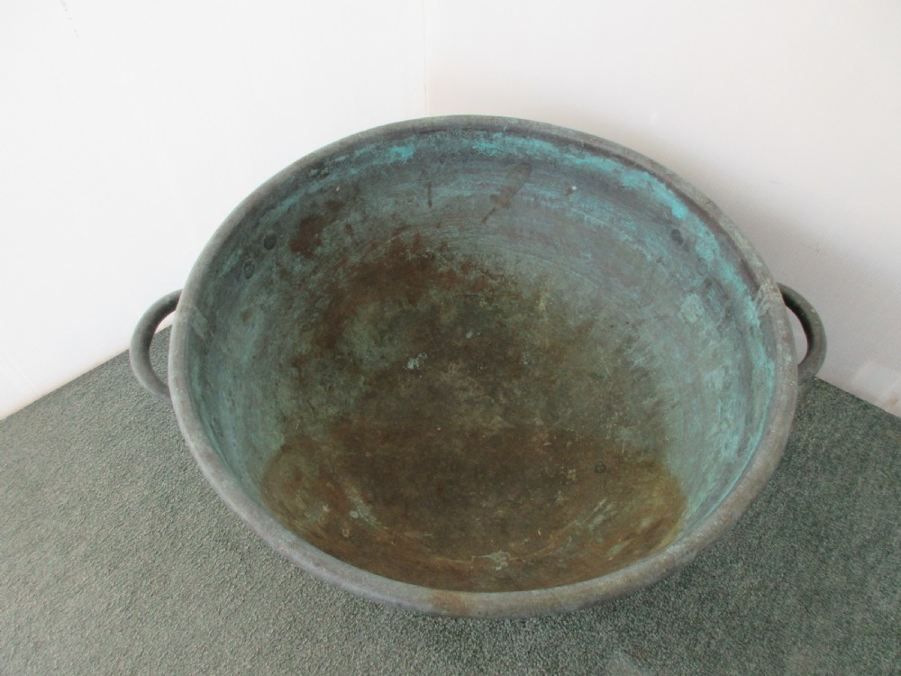 Large Copper Two Handled Mixing Bowl. View III