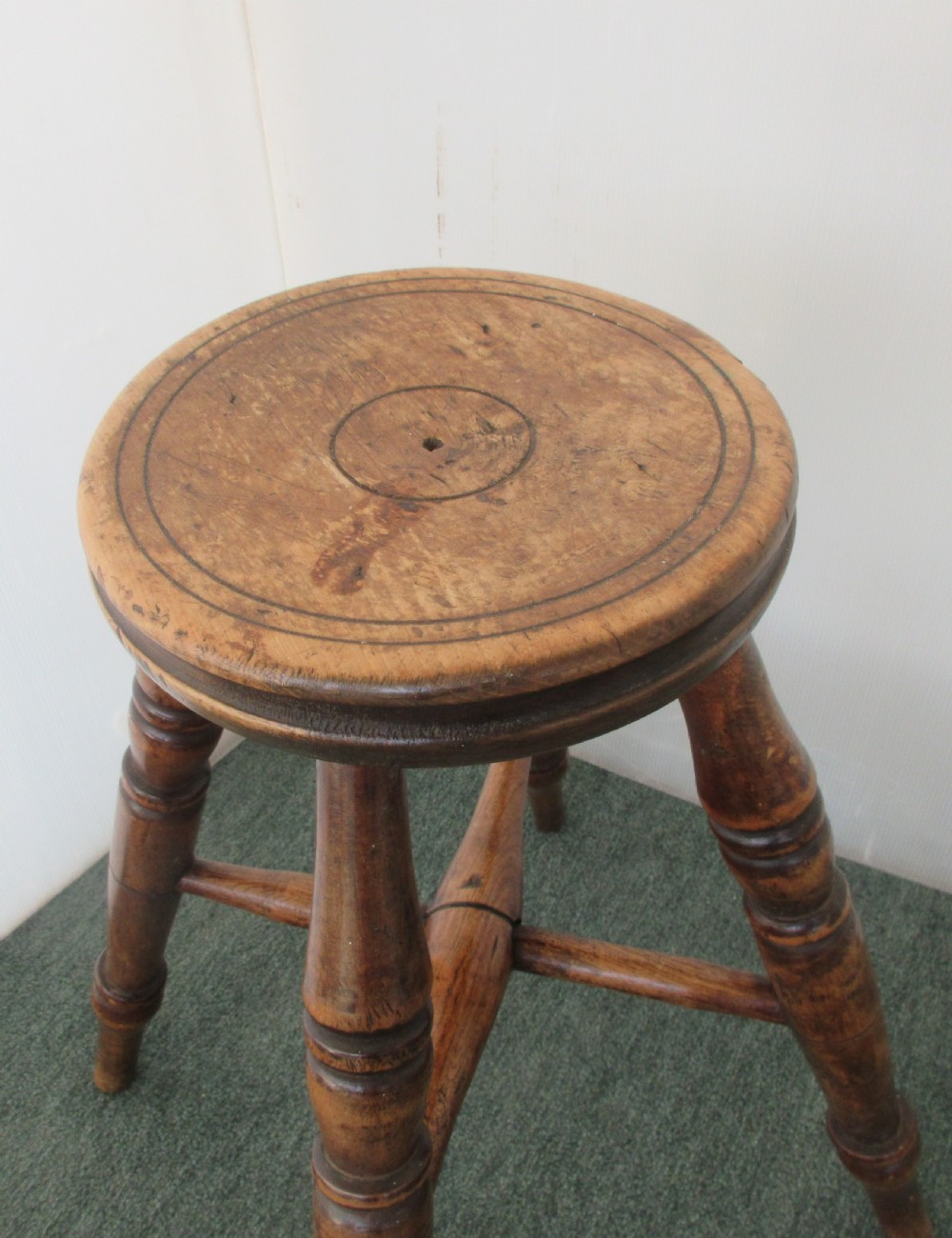 Victorian Ring Top Stool With Turned Legs. View II