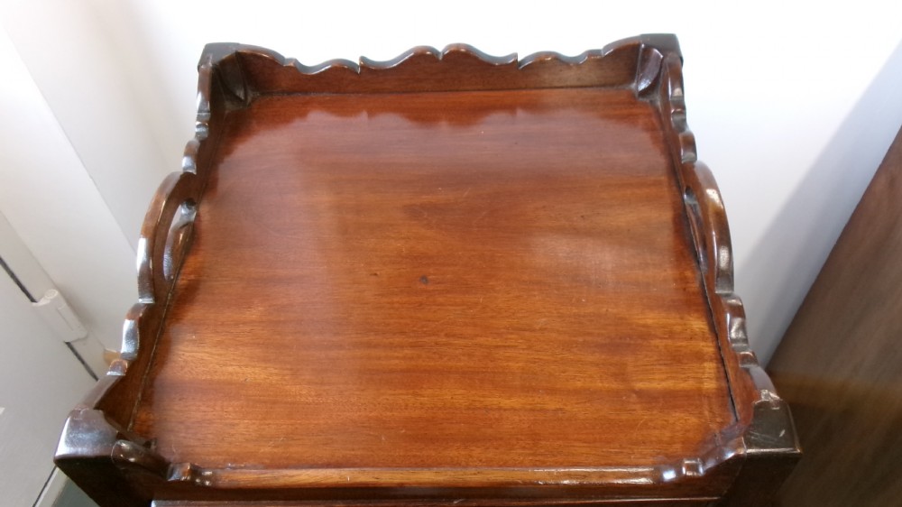 Georgian Mahogany Nightstand Galleried Surround View V