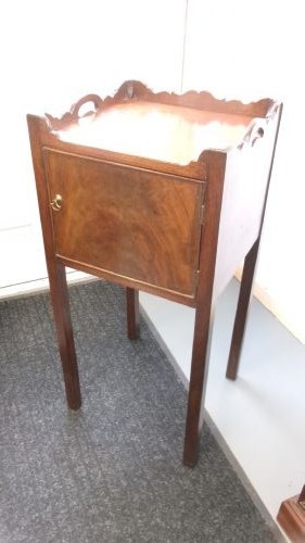 Georgian Mahogany Nightstand Galleried Surround View IX