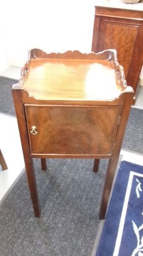 Georgian Mahogany Nightstand Galleried Surround View XI