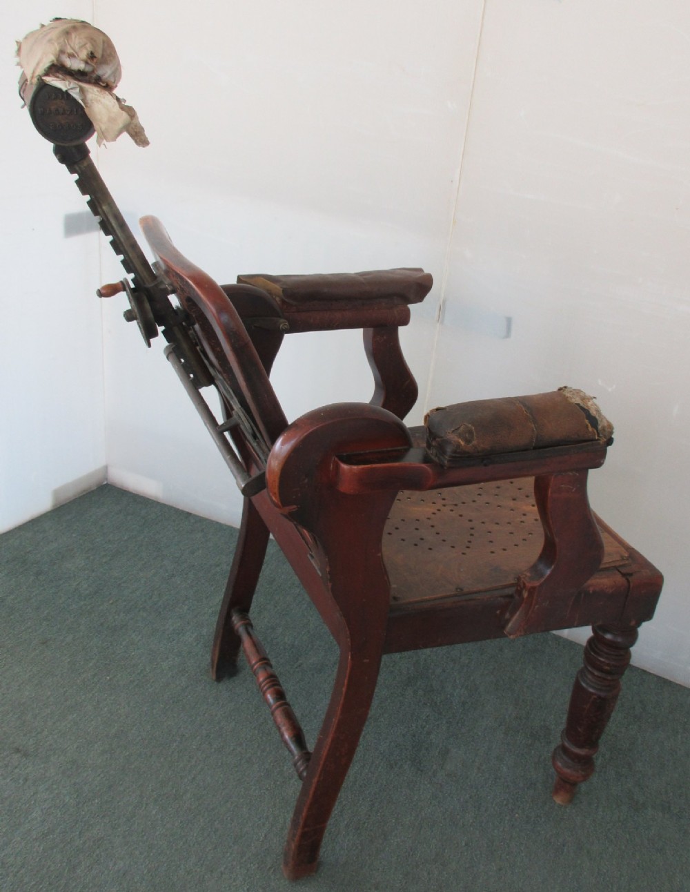 Barber's Chair Circa 1920 Adjustable Back & Headrest View VIII