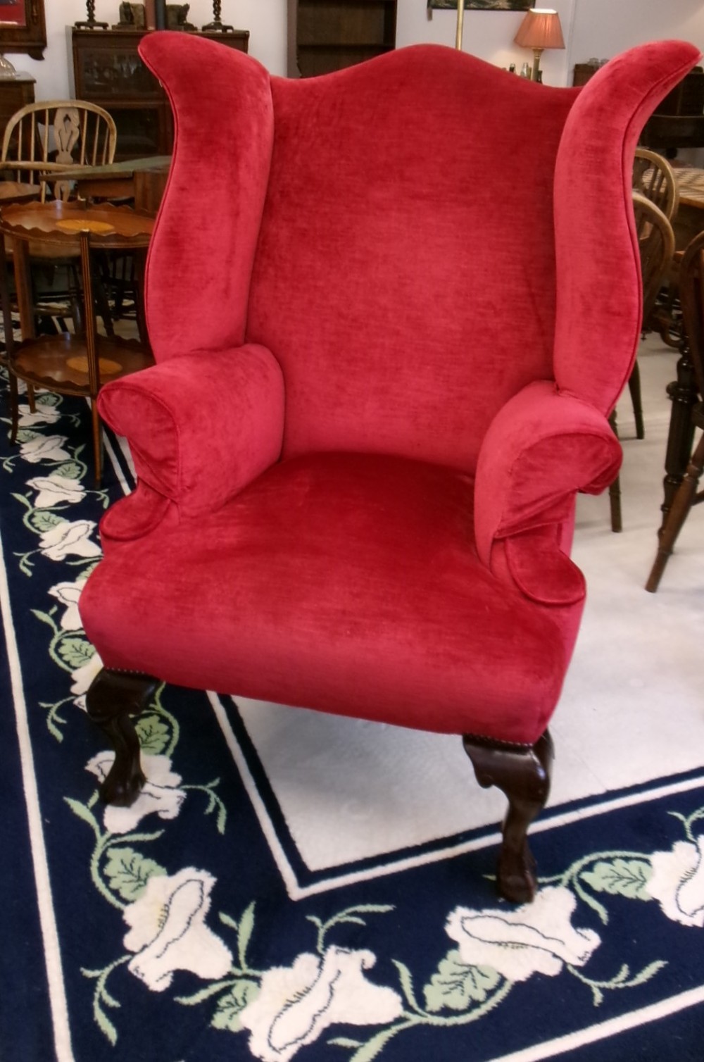 Large Size Red Upholstered Wing Chair View IV