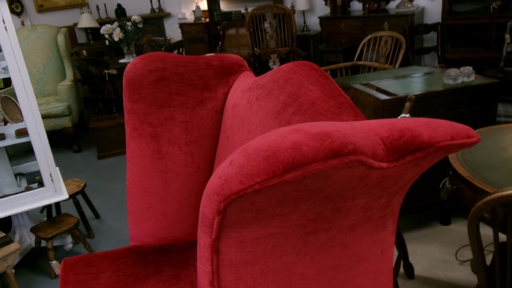 Large Size Red Upholstered Wing Chair View VIII