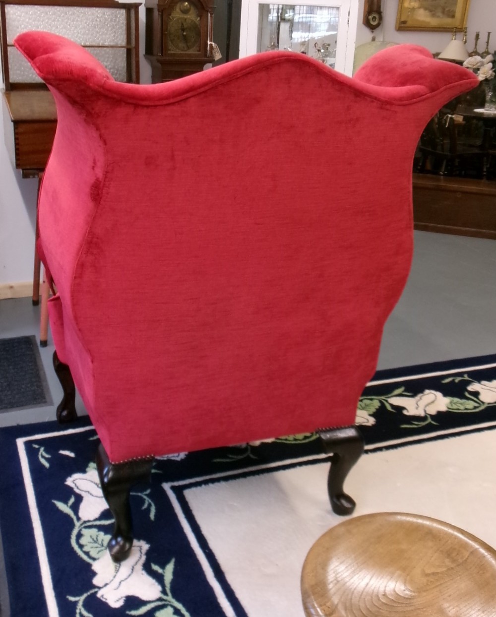 Large Size Red Upholstered Wing Chair View IX