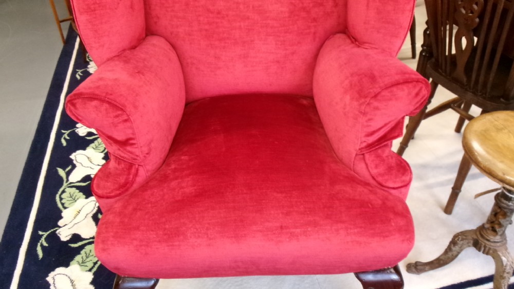 Large Size Red Upholstered Wing Chair View X
