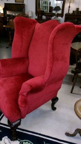Large Size Red Upholstered Wing Chair View VI