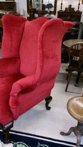 Large Size Red Upholstered Wing Chair View VII