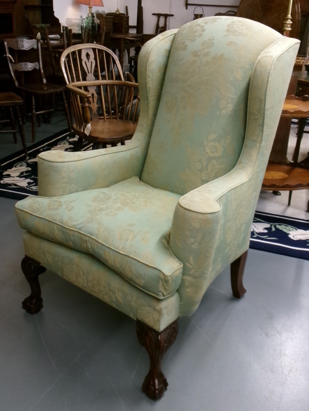 Circa 1920's Green Wing Arm Chair