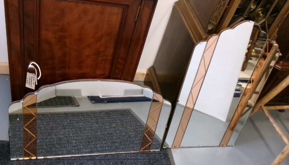 Two Art Deco Scallop Top Mirrors