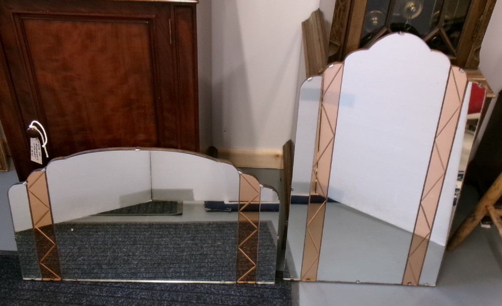 Two Art Deco Scallop Top Mirrors View IX